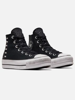 Converse Black High-Top Platform Sneakers with Silver Studs